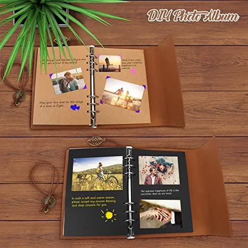 албум на izbuy scrapbook Кожен фото албум 52 страници, DIY рачно изработен албум за албуми, мала книга за меморија идеална за вашите