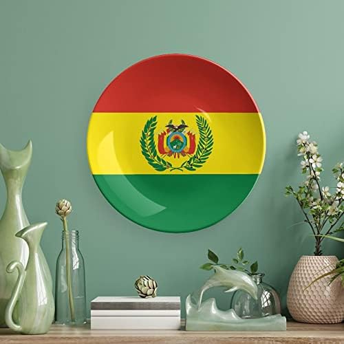 Боливија знаме гроздобер дизајн коска Кина декор плоча со штанд декоративна плоча дома мачка-плоча