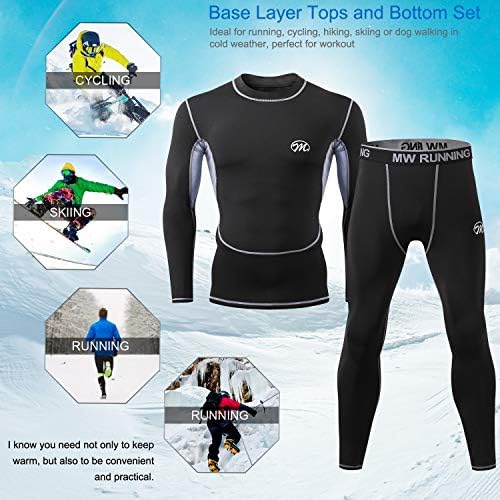 Meethoo сет за термички долна облека за мажи, компресија базен слој спортски долг nsонс руно постави зимски опрема што трчаше скијање