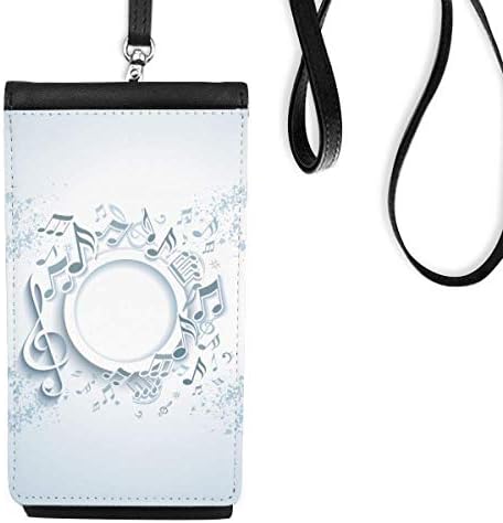 Едноставни музички белешки за ротатинг, бел телефон паричник чанта паметен телефон што виси кожена црна црна боја