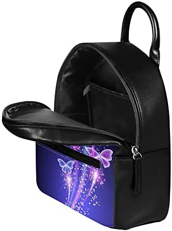 Ранец за слободен ранец Ракеска торба со лесен мек мазен патент подарок за девојки жени деца, виолетова сјајна пеперутка