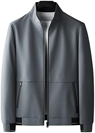 Мажи обичен патент штанд со јака со долга ракав лесен целосен палто со палто тенок вклопат ветерници зимски топли јакни