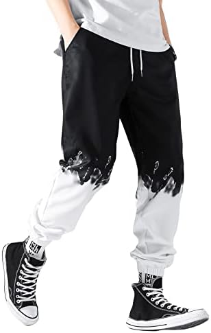 Шенх -машка боја блок во боја Еластичен половината за влечење на улична облека за вежбање џогерски панталони