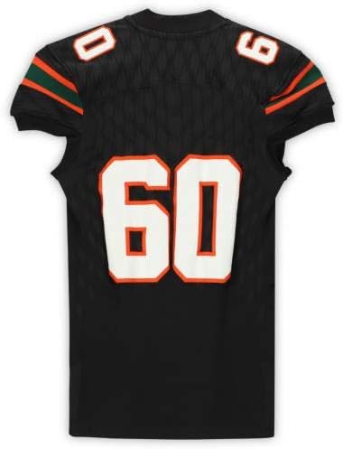 Мајами урагани - користена игра 60 Црн дрес од сезоните NCAA 2017-2018 - Големина XL - Игра на колеџ користени дресови