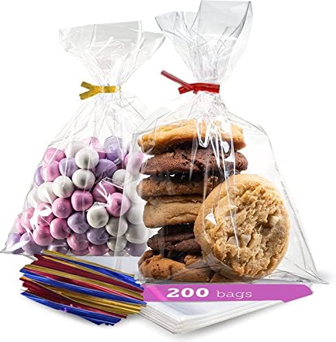 Јасни Торби За Лекување - 5х7 Проѕирни Пластични Кеси За Подароци со 4 Врски За Извртување 3 Мешани Бои - Бпа-Бесплатни Проѕирни Кеси За Бонбони