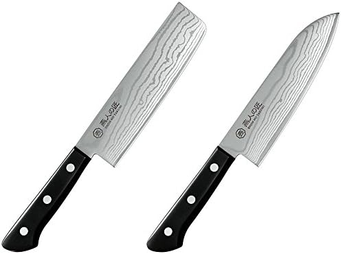 ЈОКОЈАМА ЕТК-3000 цубаме но Такуми Дамаск Нож, Магла Сантоку нож, 6.7 инчи &засилувач; Накири Нож, 6.5 инчи