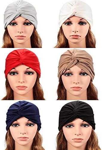 Satinior 6 парчиња жени турбански капи, искривени гравчиња за коса, капаче за истегнување на капакот, разнобојно, разнобојно
