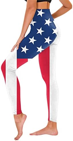 4 -ти јули хеланки за жени со високи половини во САД, лента со знаме, џогер панталони Фитнес лесен атлетски тренинг јога панталони