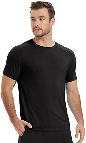 Netdraw Машка кошула за вежбање со бамбус, долга/кратка ракав лесен ладење фитнес трчање маица за пешачење