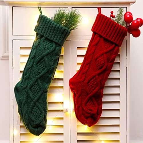 Божиќни чорапи на Gtetkde, 4 пакувања 18 инчи со голема големина кабел плетени чорапи камин виси чорапи за семеен одмор Божиќна забава