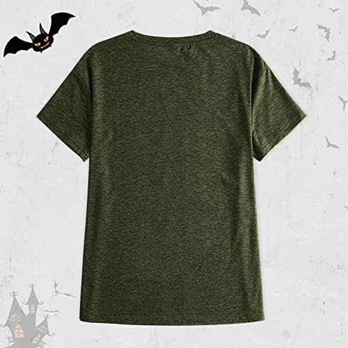 Маици од тиква есен, смешни кратки ракави за Ноќта на вештерките, графички маички врвови жени, ситни долги кошули