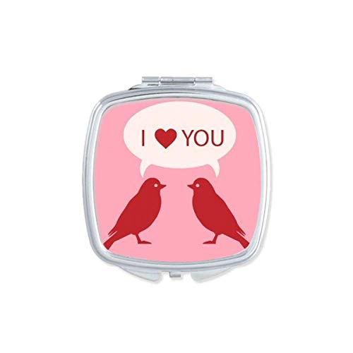 Љубов Птици Денот На Вљубените Црвено Розово Огледало Пренослив Компактен Џеб Шминка Двострано Стакло
