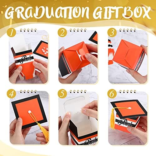 Nuanchu Дипломирање капа за подароци за дипломирање Фаворит за дипломирање 2023 Дипломирање бокс -кутија третираат кутија со злато тасели