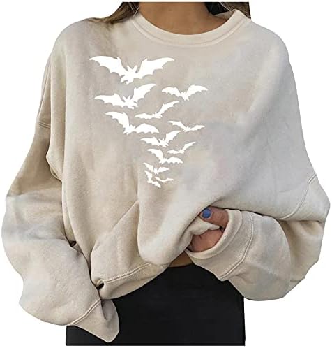 2021 Ноќта на вештерките моден пуловер за женски врвови обични цртан филм со долг ракав од тиква од тиква печатена маичка за џемпери