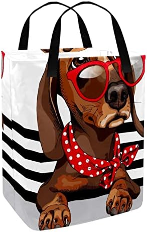 Црвени Очила за Сонце Со Точки Полка Печатење На Кучиња Склопувачка Пречка за Перење АЛИШТА, 60 ЛИТРИ Водоотпорни Корпи ЗА Перење Корпа За Перење