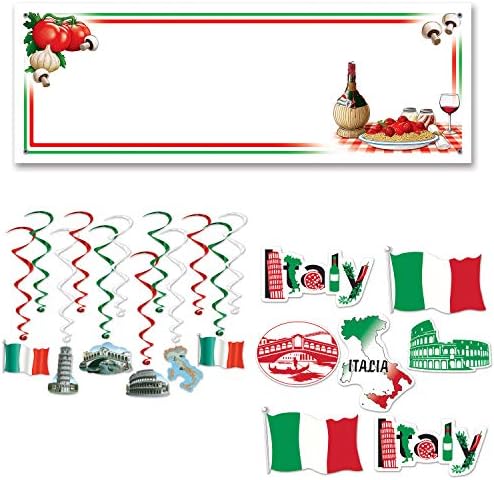 Италија Италијански Украси За Забави 20 Парчиња Пакет Висечки Вртлози Исечоци Банер