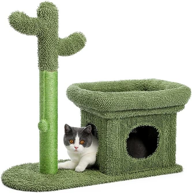 Sxnbh Мачка Гребење Пост Со Голема Куќа Симпатична Кактус Гребење Со Кондо Гнездо Мордерн Мачка Дрво Миленичиња Игра Куќа Внатрешен Мебел