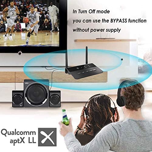 EPPFUN AK8675C Bluetooth 5.2 Приемник за предавател за ТВ/компјутер Стерео систем, aptx-adaptive/aptx-HD безжичен аудио адаптер со безжичен