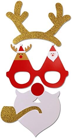 8 парчиња Божиќни фото -штанд реквизити DIY комплет за партиски материјали со очила мустаќи елени рог санта капа