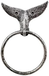 Рустикално сребро леано железо, држач за опашка од кит, 7,5 - Декор на морскиот животен wallид - СО