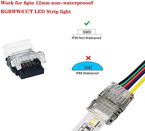 Комплет за приклучок за LED ленти за LED Enqimaoyi за 5050 12mm 6pin RGBWW LED лента, вклучува кабел за продолжување, адаптер за лемење