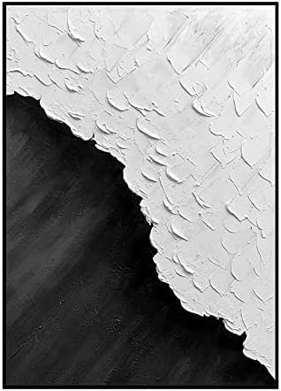 ZZCPT Art Hand Oigrated Апстрактна wallидна уметност масло сликарство на платно рачно насликано црно-бело апстрактно масло сликарство вертикално висечко сликарство uralидална