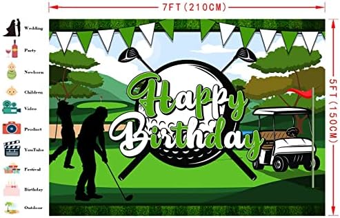 Заднини за голф за роденденска забава за голф, позадина на фотографијата Fhzon Bunting Grass Photo Booth Props Banner Среќна роденденска