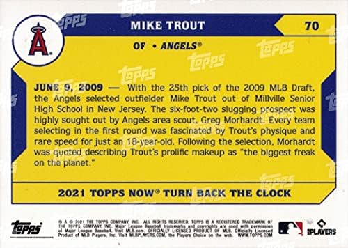 2021 Топс сега го свртуваат часовникот 70 Мајк Пастрмка Бејзбол картичка - Избрана 25 -та во целина во нацрт за 2009 година - направени