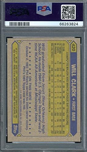 Ќе Кларк 1987 Топс Бејзбол Дебитант Картичка РК 420 Оценето ПСА 10