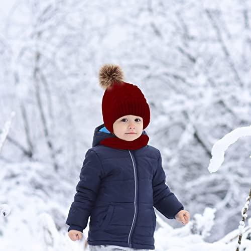 ХИКДАУ 6 ПАРЧИЊА Зимски Капи За Мали Деца Белезници За Бебиња Ракавици Потопло За Вратот Бебешка Зимска Капа Деца Зимски Капа Ракавици