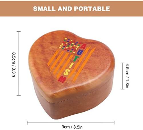 Аутизам Американско знаме пошумено музичко кутии гроздобер врежана срцева музичка кутија подарок за роденден на Божиќ за в Valentубените годишнини