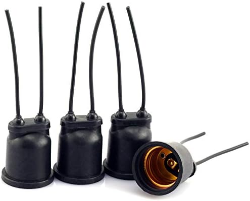 E-OUTATE 4 PCS E27 основен приклучок на сијаличката на сијаличката на сијаличката виси Едисон завртка капа Стандардна завртка во водоотпорен црна