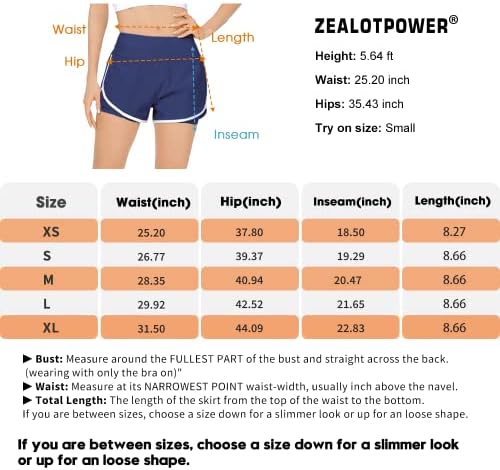 Shortsенски шорцеви за водење на ZealotPower, атлетски шорцеви со високи половини Спортски шорцеви 2 во 1 тренингот шорцеви за теретана