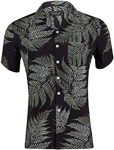 Машки хавајски кошули со краток ракав мода за ладење летни кошули на плажа цветни касила копче надолу кошула