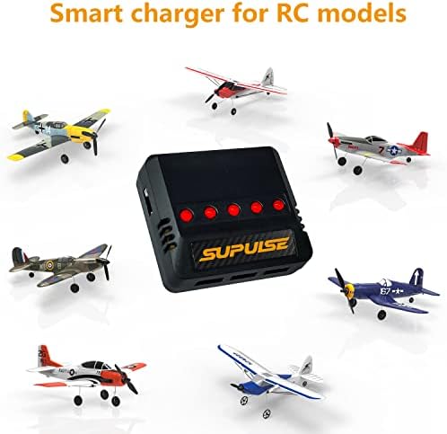 Supulse LIPO Charger Battery DC 3.7V 1S 1 CELL RC CHALGER MICRO 5 Порта Компактен полнач со LED индикатор мини големина липо полнач USB липо