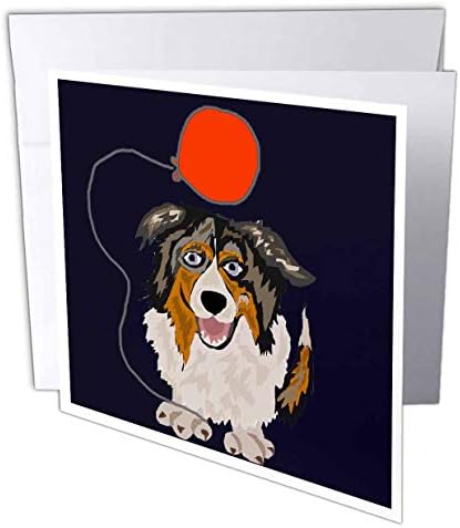 3drose Смешно австралиско пастирско кученце куче роденденска уметност - честитка, 6 x 6, сингл