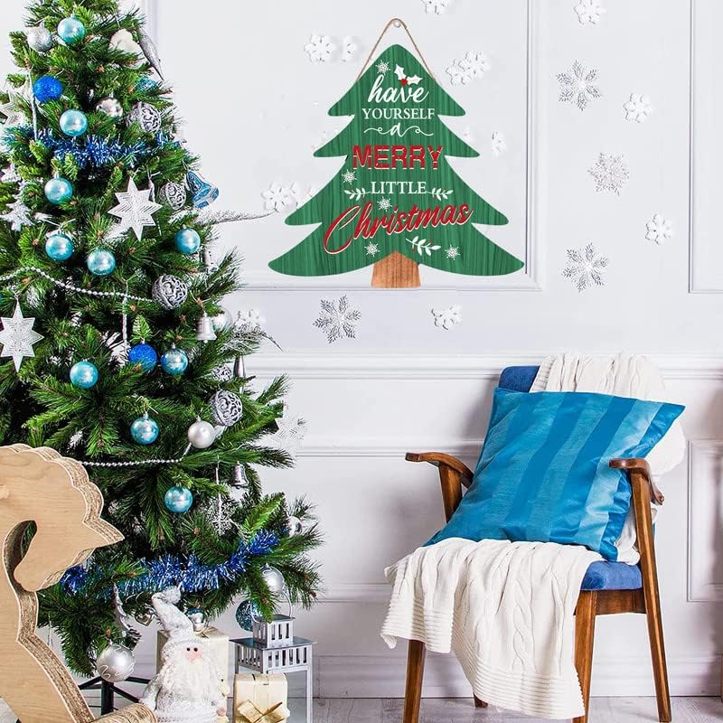 Божиќни украси новогодишни знаци во форма на елка, дрвена плакета со снегулка