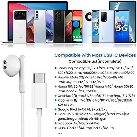 Слушалки за USB C, слушалки од типот C HIFI стерео во уво жични ушни ушни слушалки USB C слушалки, слушалки од типот C со MIC компатибилен