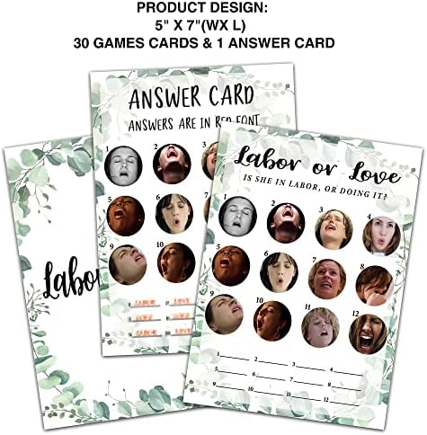 Труд или Loveубов Забава за забавни игри за туширање, зеленило, тематски еукалиптус -30 картичка за игри и 1 сет за картички за одговори, игра