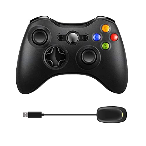 Xbox 360 Безжичен Контролер со Приемник, Epark 2.4 GHz Безжичен Контролер За Xbox 360, Двојна Вибрација, Designedономски Дизајниран Xbox 360 / PS3 / КОМПЈУТЕР Windows 7/8/10 Gamepad