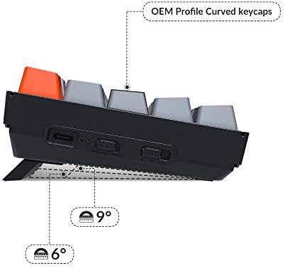 Keychron K6 Bluetooth 5.1 Безжична Механичка Тастатура Со Gateron G Pro Браун Прекинувач/Led Позадинско Осветлување/Батерија На Полнење,