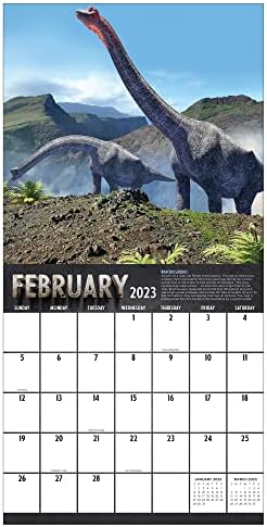 TF Publishing Dinosaurs 2023 Wallиден календар 12 месеци | Премиум 2023 календарски wallид | Голем wallиден календар 2023 месечно | Календари