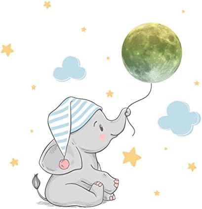 Цртан филм Слон Месечината Ѕвезда Креативни Флуоресцентни Ѕидни Налепници Декоративни Налепници Ѕидни Налепници Налепници За