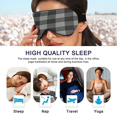 Сива И Црна Проверете Маска За Спиење За Жени Мажи Мека &засилувач; Удобна Маска За Очи Светло Блокирање На Врзани Очи Прилагодлив