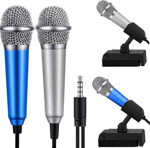 Мини микрофон мал микрофон караоке мал преносен вокал и снимање за лаптоп лаптоп за мобилни телефони Apple iPhone Samsung Android （2PC