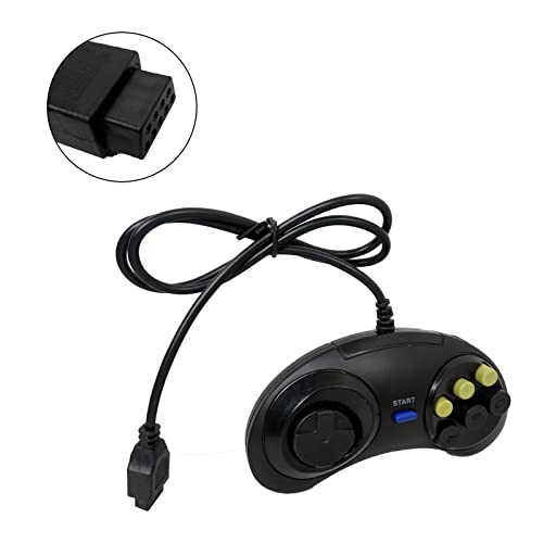 Qblahip 2pcs 6 контролер на играта на копчињата за Sega Genesis Black Six Action копчиња