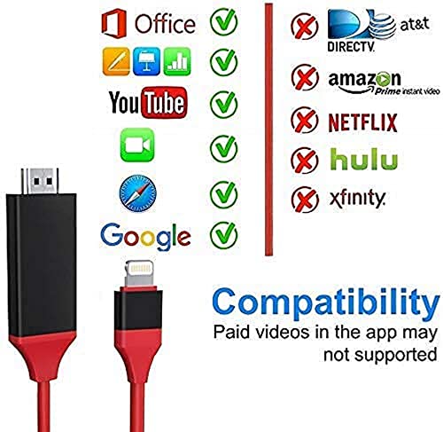 Belcompany Lightning to HDMI адаптер [Apple MFI овластен], Молња до дигитален AV адаптер за iPhone to TV, 2K Sync Connector Connector HDTV кабел