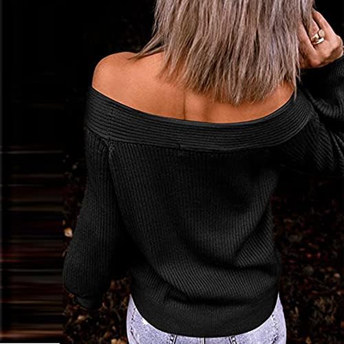 Women'sенски четвртина поштенски пуловер плус џемпер со големина џемпер директно врат џемпер врвен џемпер на вратот на вратот