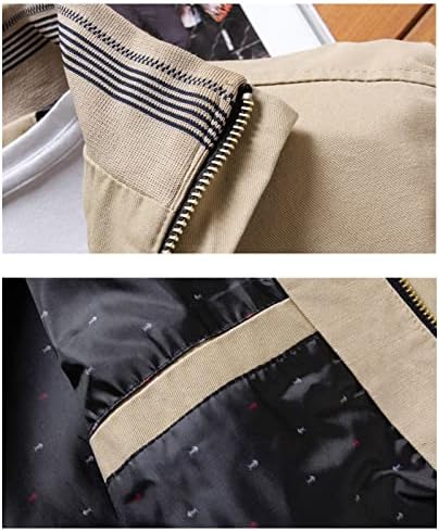 Машка лежерна измиена памучна јакна воена јака јака на отворено ветерница со лесен тенок фит палто