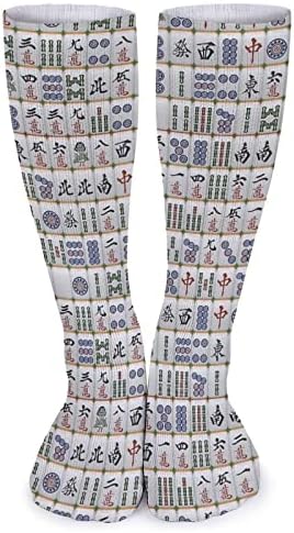 Спортски чорапи во Махјонг, топли цевки чорапи високи чорапи за жени мажи кои работат обична забава